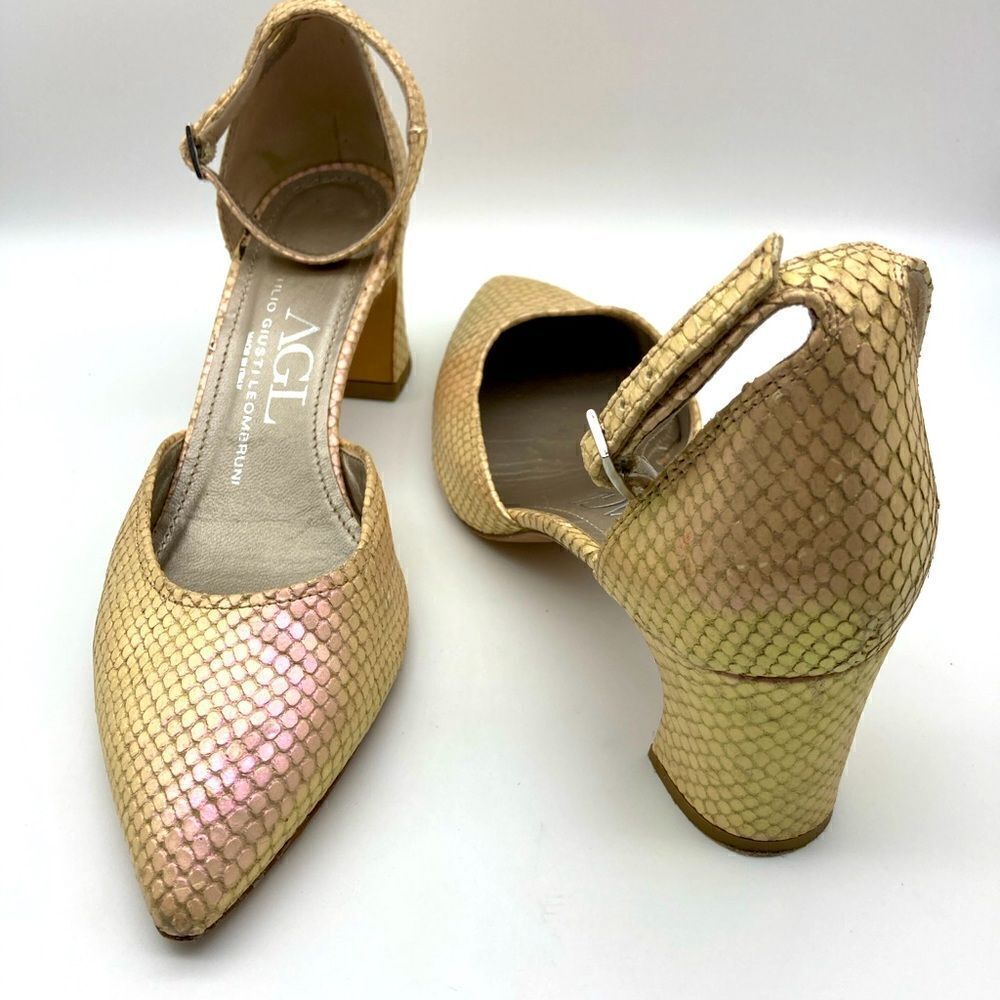AGL Attilio Giusti Leombruni D’Orsay Shim Snake Marble Heels SZ 39/8,5 Italy - Picture 2 of 13